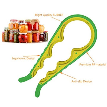 Jar Opener, 6 In 1 Bottle Opener Can Opener for Weak Hands, Jar Openers for Seniors with Arthritis, Multifunctional Lid Opener Kit, Easy Jar Opener Tool for Elderly Adults Kids (Green)