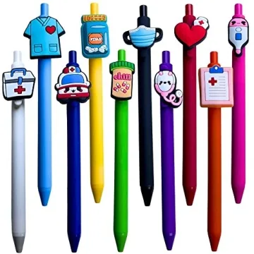 YJ PREMIUMS Cute Nursing Pens 10-Pack - Heart & Syringe Designs