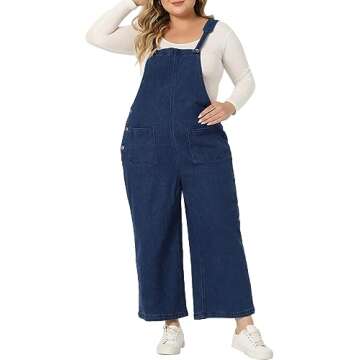 Agnes Orinda Plus Size Denim Bib Overalls for Women Classic Adjustable Straps Pockets Jumpsuit Jeans...
