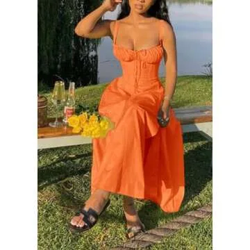 LETSVDO Women's Milkmaid Corset Dress for Summer Fun