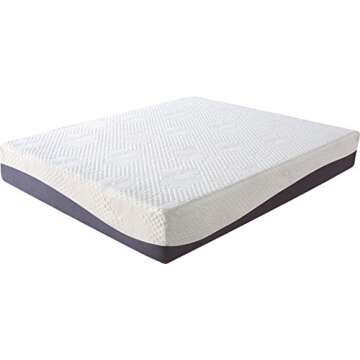 Olee Sleep 10 Inch Gel Layer Top Memory Foam Mattress - Queen, Medium Plush, White