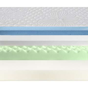 Olee Sleep 10 Inch Gel Layer Top Memory Foam Mattress - Queen, Medium Plush, White