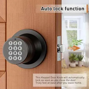 Signstek Keyless Entry Door Lock,Door Knob with Keypad，Smart Code Door Lock,Mute Mode,Passage Function, Easy to Install,Oil Rubbed Bronze