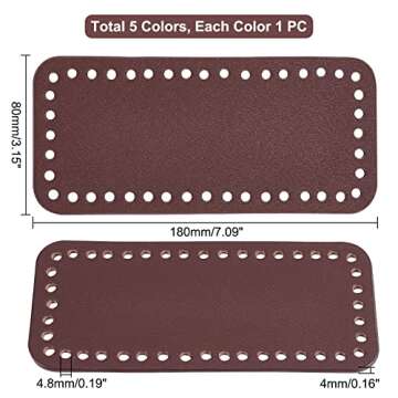 PH PandaHall PU Leather Bag Bottom, 7 x 3 Inch Rectangle Crochet Bag Bottom Shaper Knitting Bag Cushion Base with Holes for DIY Tote Handbag Shoulder Bags Purse Making Supply, Earth Tone