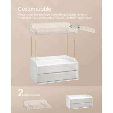 SONGMICS 4-Layer Makeup Organizer, Skincare Organizer, 4 Dividers, Anti-Slip Design, Bathroom Counter Organizer, Versatile for Vanity Bedroom Kitchen, 7.8 x 12.5 x 15.4 Inches, Transparent UJKA021W02