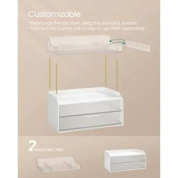 SONGMICS 4-Layer Makeup Organizer, Skincare Organizer, 4 Dividers, Anti-Slip Design, Bathroom Counter Organizer, Versatile for Vanity Bedroom Kitchen, 7.8 x 12.5 x 15.4 Inches, Transparent UJKA021W02