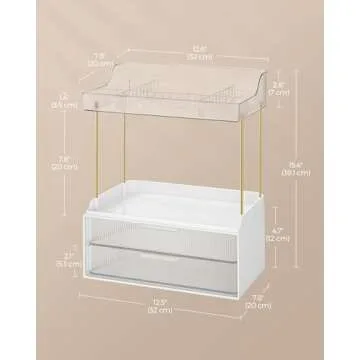 SONGMICS 4-Layer Makeup Organizer, Skincare Organizer, 4 Dividers, Anti-Slip Design, Bathroom Counter Organizer, Versatile for Vanity Bedroom Kitchen, 7.8 x 12.5 x 15.4 Inches, Transparent UJKA021W02