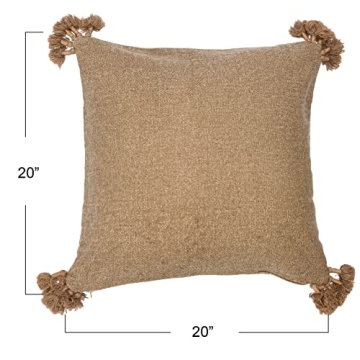 Creative Co-Op 20" Canvas Pillow Cover with Tassels