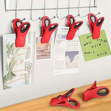 12 Magnetic Clips for Food Packages - Red Plastic Clips