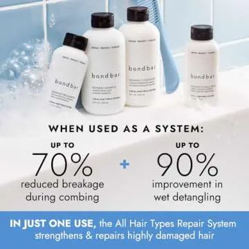 Bondbar Repairing Shampoo, Protects, Strengthens & Hydrates All Hair Types & Textures, Prevents Flyaways & Frizz, Adds Moisture & Shine, Vegan, CrueltyFree, 8 Fl. Oz.