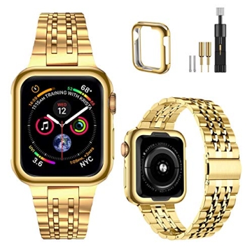 MioHHR Stylish Gold Apple Watch Band 38mm 40mm - Durable Metal Strap for All Series