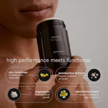 Jack Henry Natural Deodorant - Long Lasting Sandalwood & Pink Pepper - Aluminum Free Deodorant w/ 48...