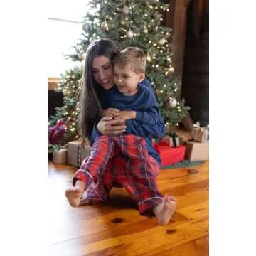 PajamaGram Family Pajamas Matching Sets - Cozy Red & Blue Plaid for All Ages