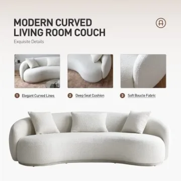 Acanva Mid Century Modern Curved Living Room Sofa