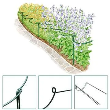 2 PCS 11.8" W x 19.7" H Tall Plant Support Stake, Half Round Garden Plant Support Ring Cage Strong Metal Garden Border Supports for Tomato, Peonies, Roses, Hydrangea