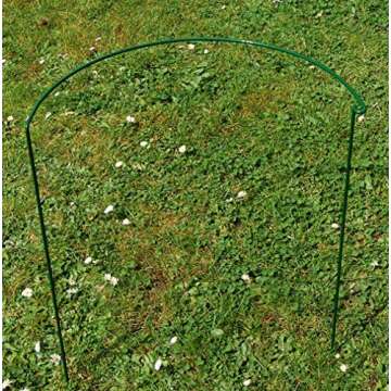 2 PCS 11.8" W x 19.7" H Tall Plant Support Stake, Half Round Garden Plant Support Ring Cage Strong Metal Garden Border Supports for Tomato, Peonies, Roses, Hydrangea