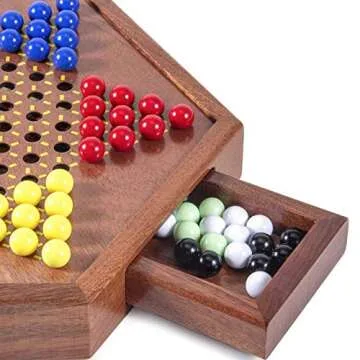 High-Quality Wooden Chinese Checkers Board with Marbles