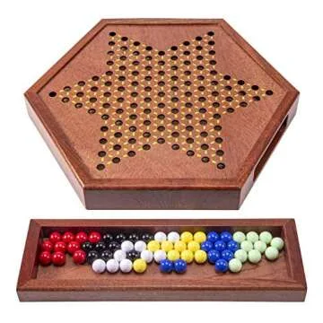 High-Quality Wooden Chinese Checkers Board with Marbles