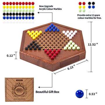 High-Quality Wooden Chinese Checkers Board with Marbles
