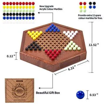High-Quality Wooden Chinese Checkers Board with Marbles