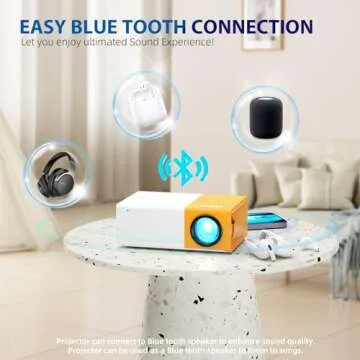 PVO Mini Projector, Portable Projector for Cartoon, Outdoor Video Projector, LED Pico Movie Projector for Home Theater, Kids Gift, Video Can Directly Mirror to The Projector Through a Data Cable