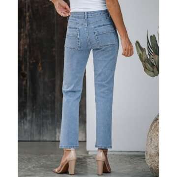 GRAPENT Blue Jean Outfits for Women Women Blue Jeans Women's Blue Jeans Cargo Pants Women Jeans for Women Womens Jeans Women's Pants Womens Pants Color Bay Blue Size L Large Size 12 Size 14