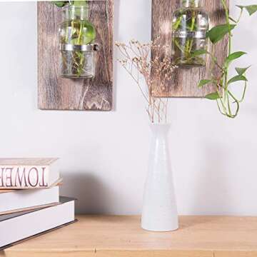 Flower Vase - Ceramic Vases for Flowers,9" White Vases for Decor,Handcrafted Modern Minimalism Style for Home,Office Decor