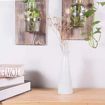 Flower Vase - Ceramic Vases for Flowers,9" White Vases for Decor,Handcrafted Modern Minimalism Style for Home,Office Decor