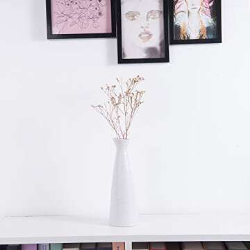 Flower Vase - Ceramic Vases for Flowers,9" White Vases for Decor,Handcrafted Modern Minimalism Style for Home,Office Decor