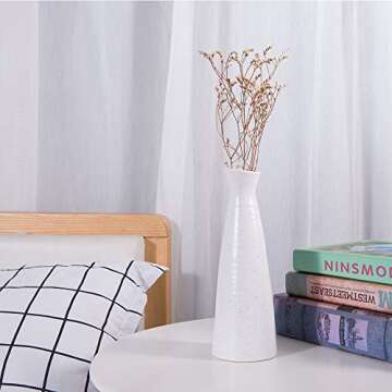 Flower Vase - Ceramic Vases for Flowers,9" White Vases for Decor,Handcrafted Modern Minimalism Style for Home,Office Decor