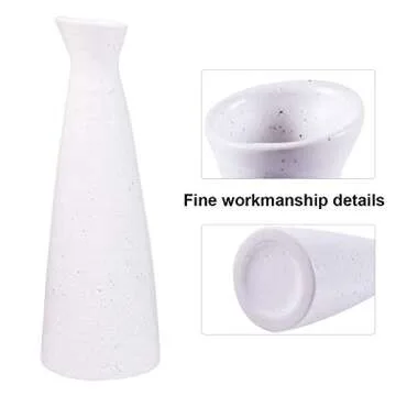 Flower Vase - Ceramic Vases for Flowers,9" White Vases for Decor,Handcrafted Modern Minimalism Style for Home,Office Decor