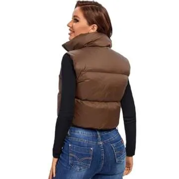 Fuinloth Women's Lightweight Cropped Puffer Vest