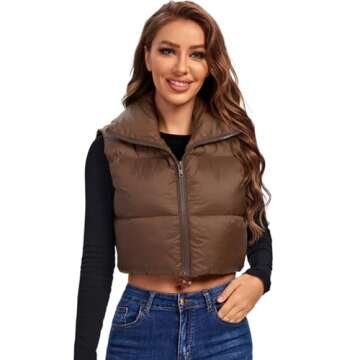 Fuinloth Women's Lightweight Cropped Puffer Vest