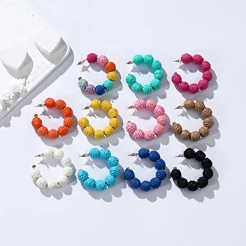 Royal Blue Raffia Earrings for Summer – Boho Chic Style