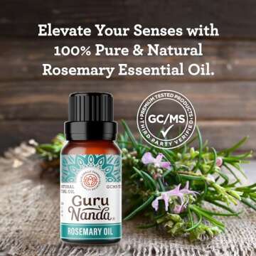 GuruNanda Rosemary Essential Oil - 100% Pure & Natural, Undiluted, Non-GMO - for Hair, Skin & Aromat...