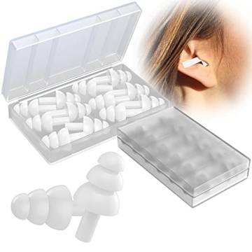 12 Pairs Ear Plugs for Sleeping, Tonmom Reusable Silicone Earplugs Waterproof Noise Reduction Ear Pl...