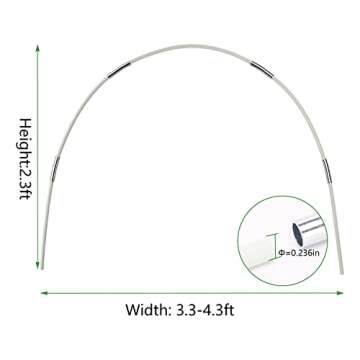 HIKEP Garden Hoops Greenhouse Hoops Grow Tunnel, Up to 10 Sets Fiberglass Garden Support Frame, Rust-Free, DIY Plant Support Garden Stakes, 50 PCS