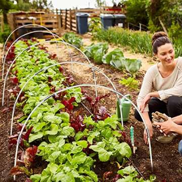 HIKEP Garden Hoops Greenhouse Hoops Grow Tunnel, Up to 10 Sets Fiberglass Garden Support Frame, Rust-Free, DIY Plant Support Garden Stakes, 50 PCS