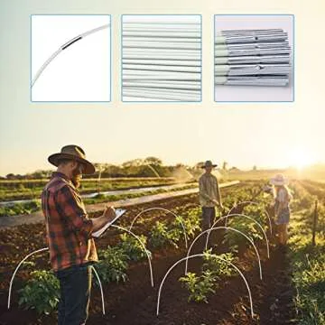 HIKEP Garden Hoops Greenhouse Hoops Grow Tunnel, Up to 10 Sets Fiberglass Garden Support Frame, Rust-Free, DIY Plant Support Garden Stakes, 50 PCS
