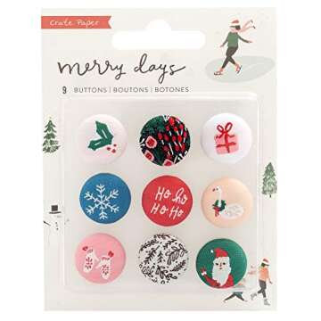 Crate Paper Fabric Buttons Stickers, Multicolor