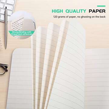 Stylish Pocket Notebook with Leather Cover, 2 Pack