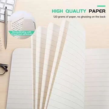 Stylish Pocket Notebook with Leather Cover, 2 Pack