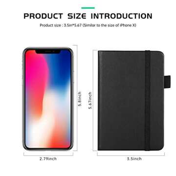 Stylish Pocket Notebook with Leather Cover, 2 Pack