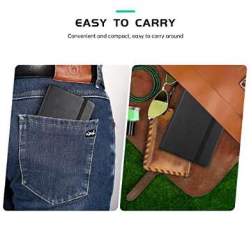 Stylish Pocket Notebook with Leather Cover, 2 Pack