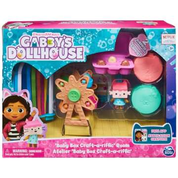 Gabby's Dollhouse, Baby Box Cat Craft-A-Riffic Room with Exclusive Figure, Accessories, Furniture an...