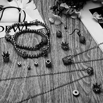 1034 Pieces King Crown Charm Rhinestone Bead Round Ball Zircon Bead Hexagon Big Hole Spacer Diamond ...