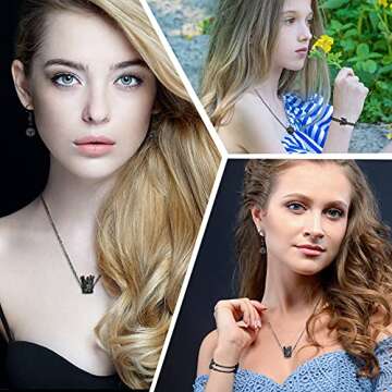 1034 Pieces King Crown Charm Rhinestone Bead Round Ball Zircon Bead Hexagon Big Hole Spacer Diamond Cutting Cube for DIY Chain Bracelet Jewelry Making(Black)