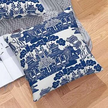 Buy Blue Willow Chinoiserie Throw Pillow Covers Stylish 18x18