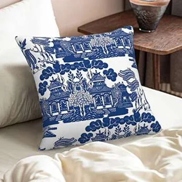 Buy Blue Willow Chinoiserie Throw Pillow Covers Stylish 18x18