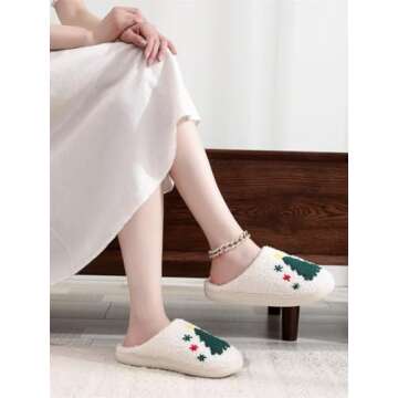 JINLONYU Christmas Slippers - Non-Slip Plush Comfort for Women